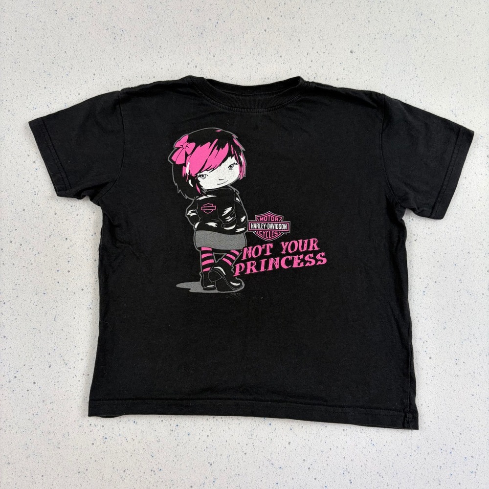 Harley-Davidson Girls Graphic Tee Princess Biker Y2K Emo Punk Edgy Grunge 5/6